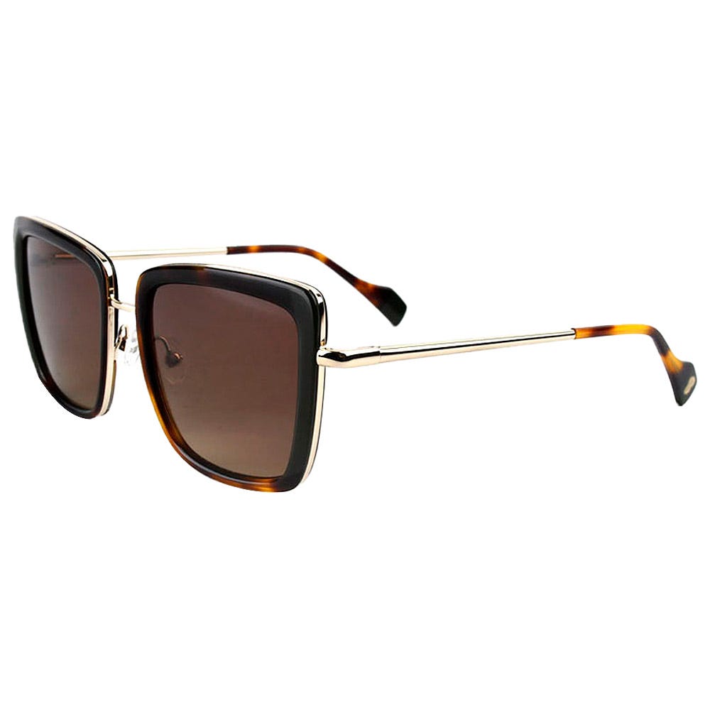 Carla Shiny Gold Kaki Tortoise Gradient Brown Polarized