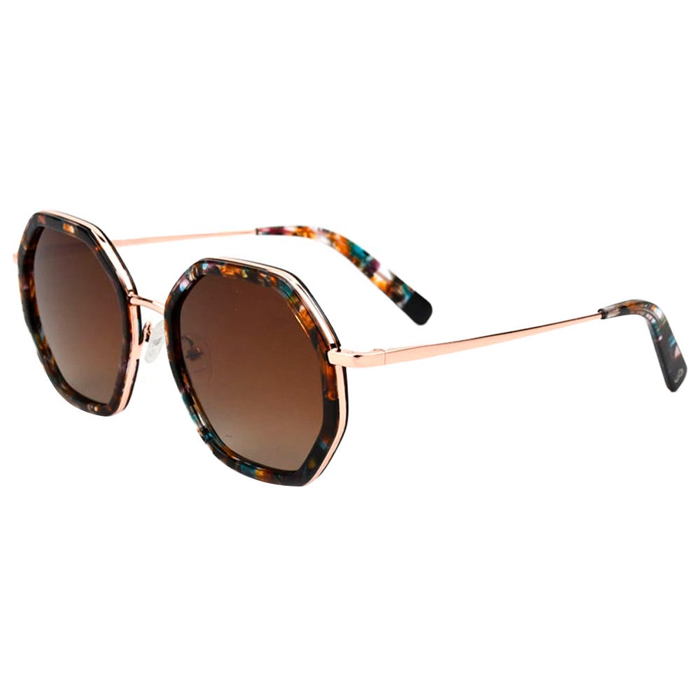 Angela Shiny Pink Gold Blue Tortoise Gradient Brown Polarized