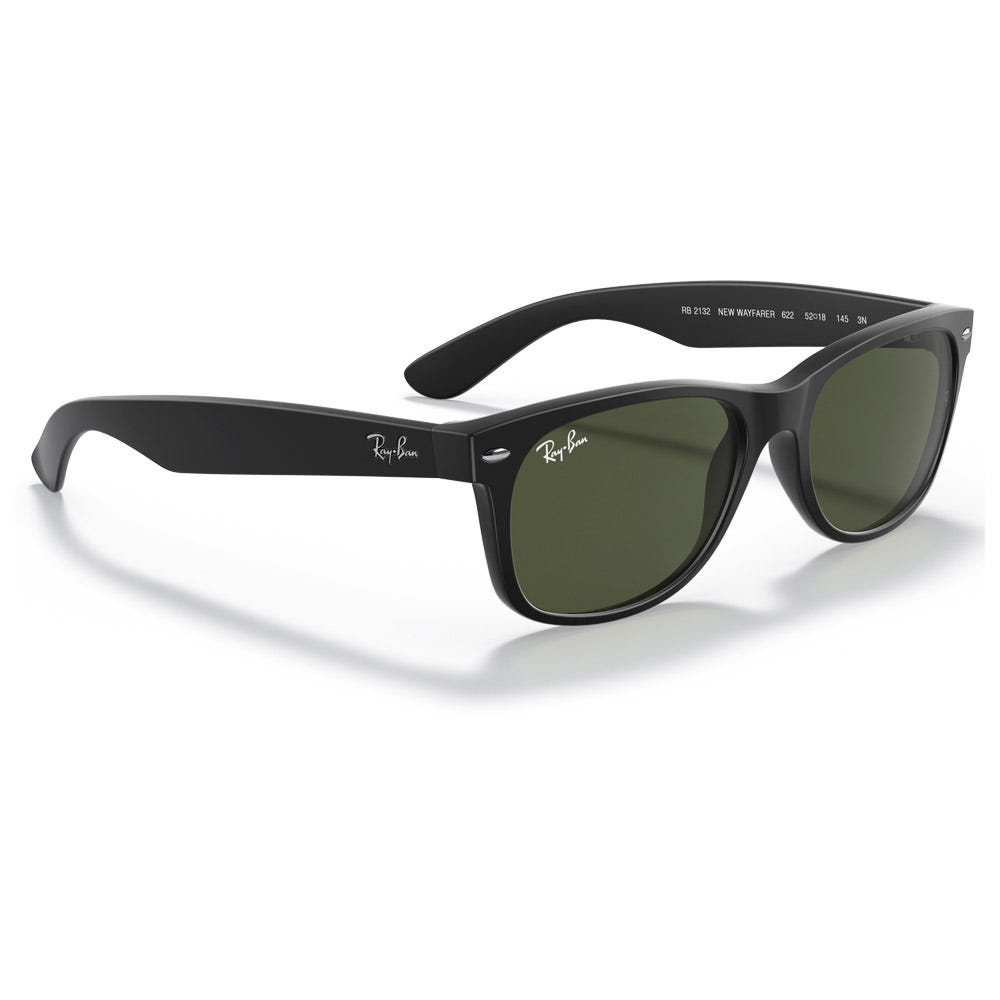RB2132 New Wayfarer Classic Matte Rubber Black Green G-15