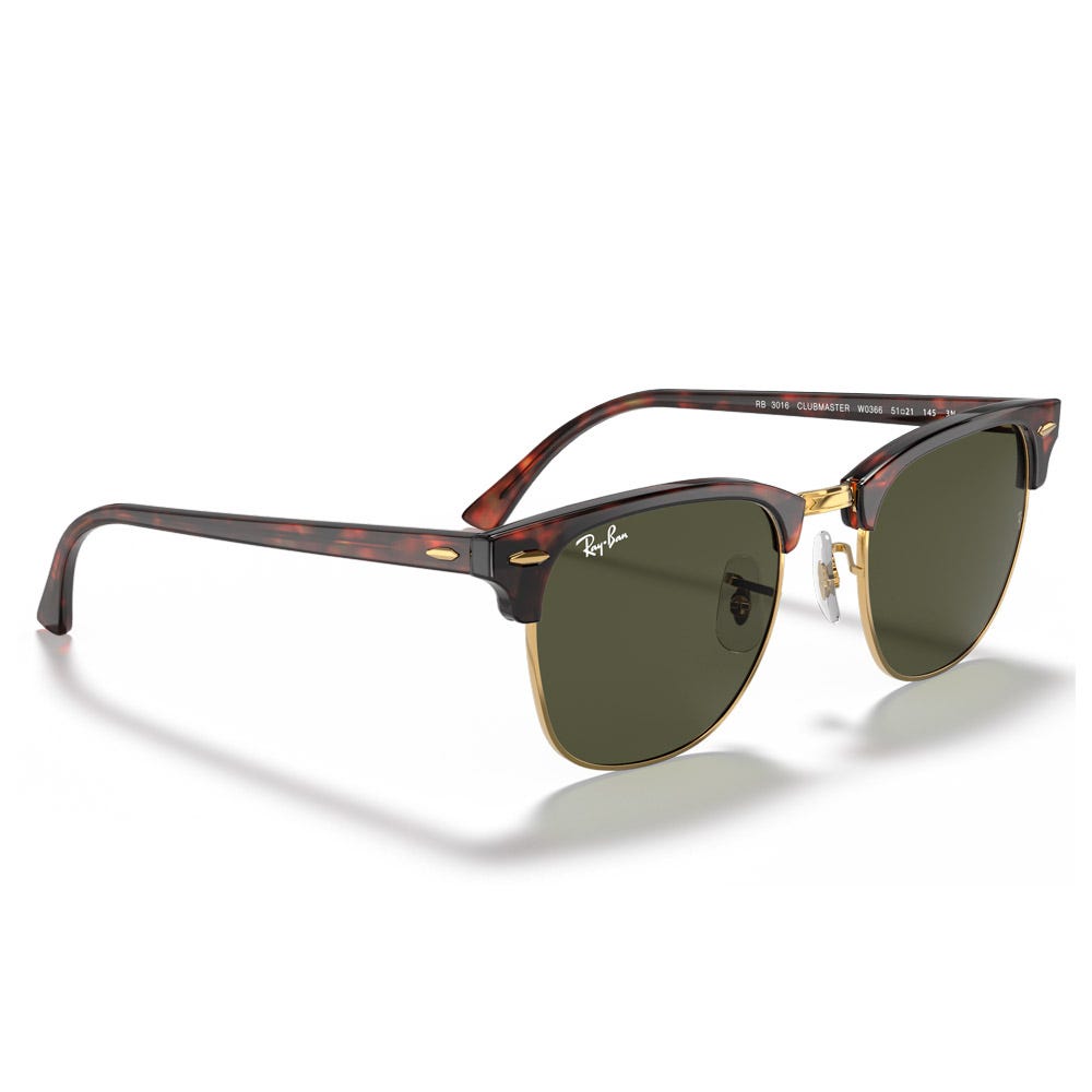 RB3016 Clubmaster Classic Polished High Tortoise Gold Green G-15