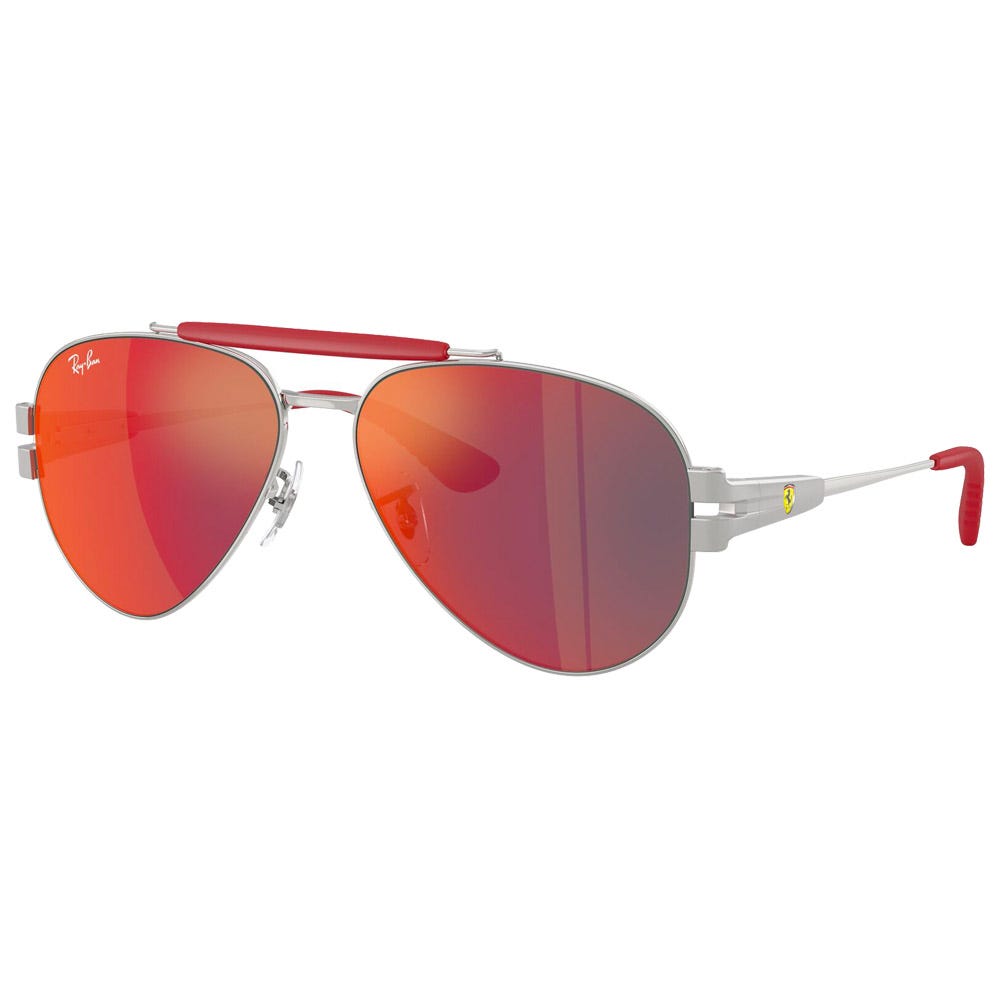 RB3762M Scuderia Ferrari Collection Polished Silver Red Yellow Mirror