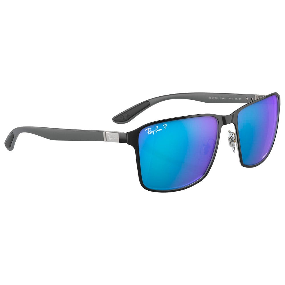 RB3721 Polished Black Silver Chromance Polar Blue