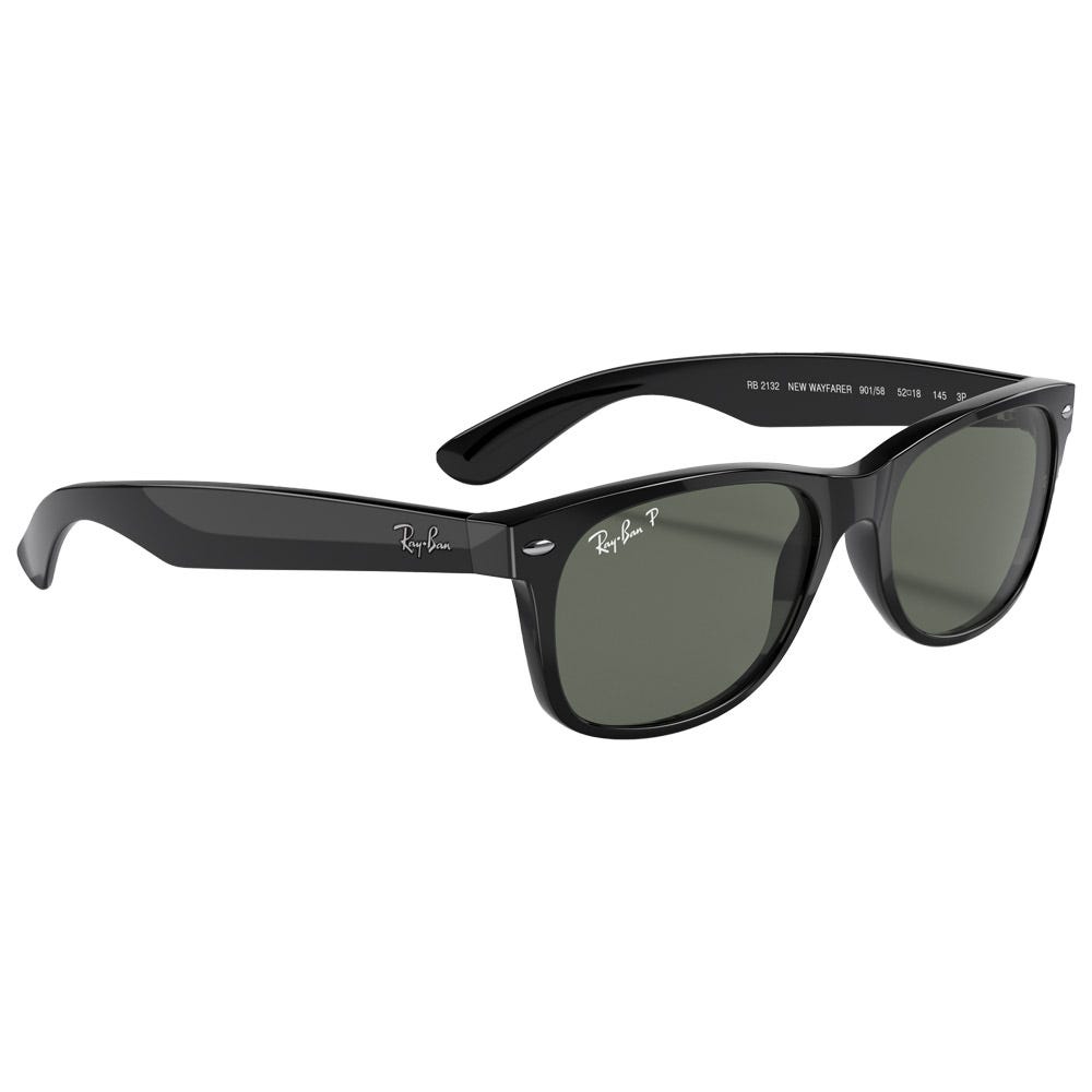 RB2132 New Wayfarer Classic Polished Black Green Polarized