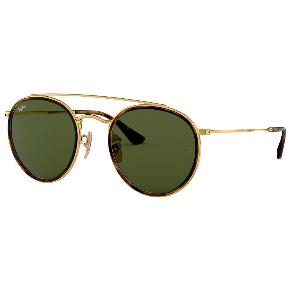 RB3647N Round Double Bridge Polished Gold Arista Green G-15