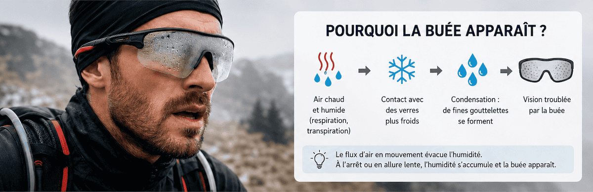 Pourquoi la buée se forme sur les verres des lunettes de sport