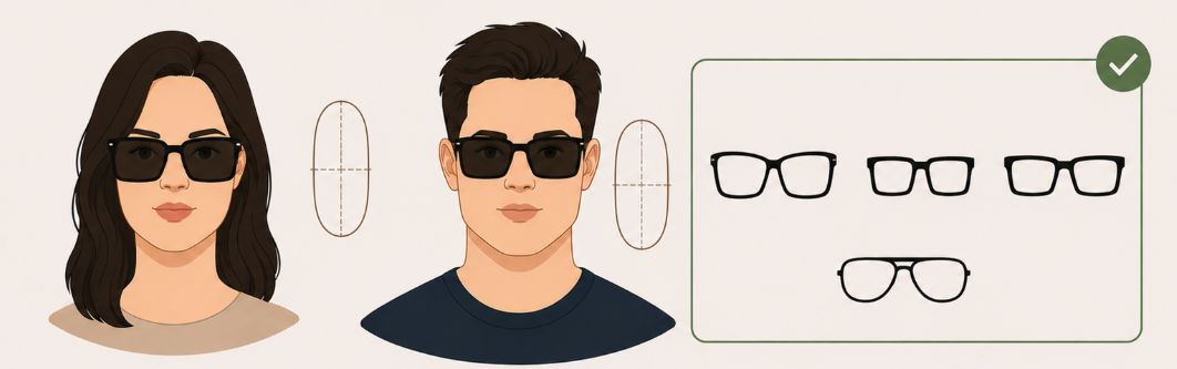 Formes de lunettes recommandées pour un visage allongé