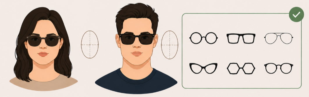 Formes de lunettes recommandées pour un visage ovale
